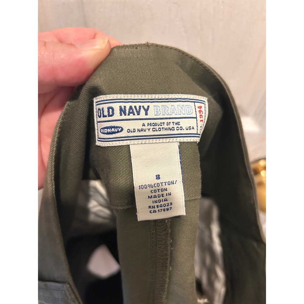 VTG Old Navy Women Olive Green Cotton Twill Utility Mini Skirt Size 8 Safari Y2k - Picture 6 of 6